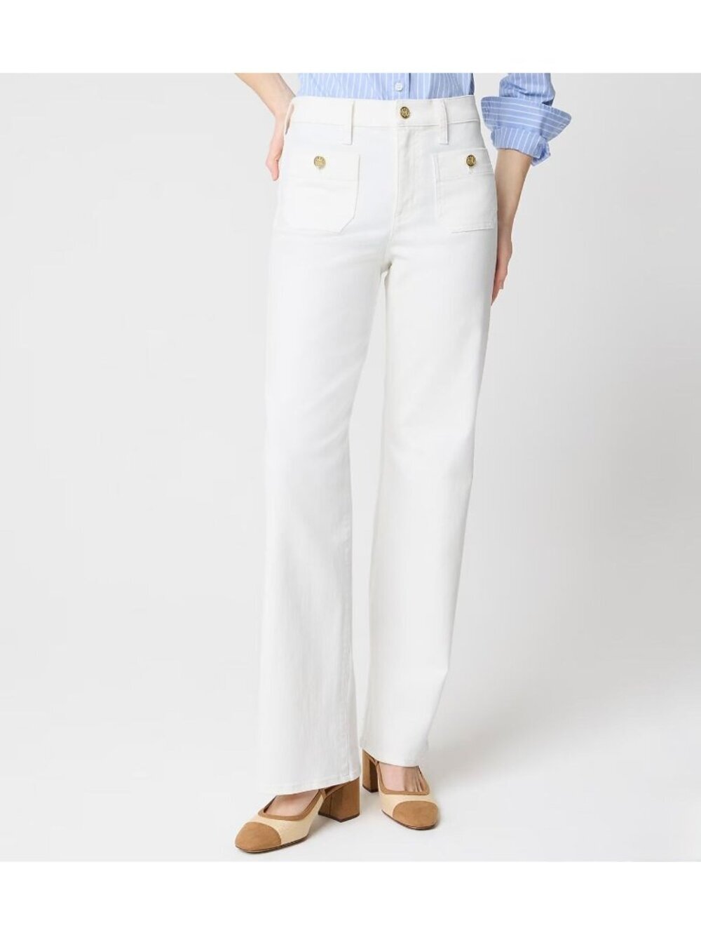 NWT J.Crew Slim Wide Leg Sailor Jean in All Day Stretch in White - Size: 33